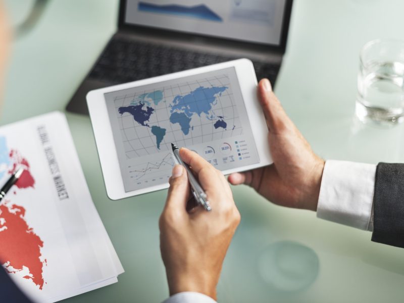 business people working on data project